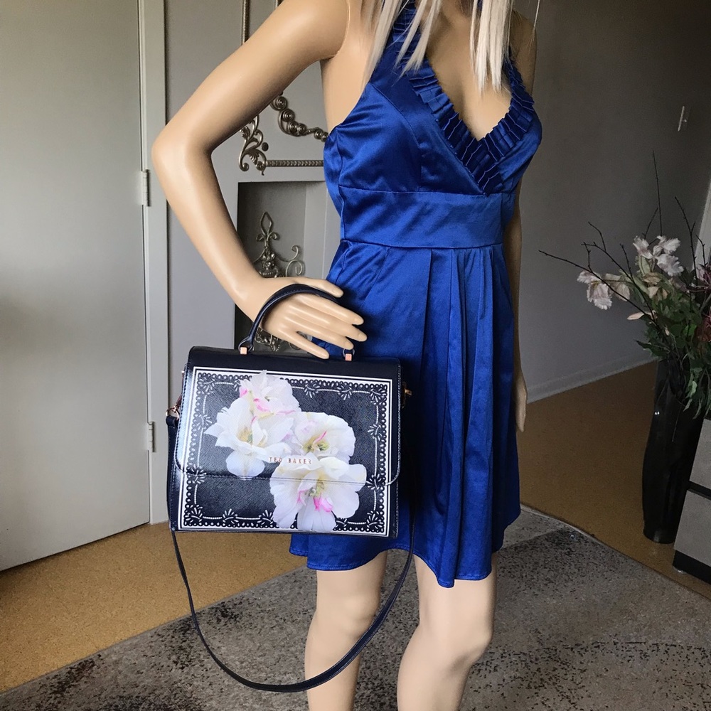 Ted Baker London Crossbody / handbag tilleyy crosshatch gardenia dark blue bag - Picture 2 of 8